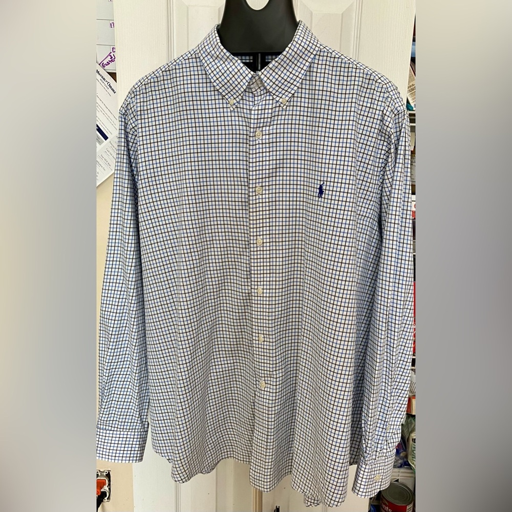 VTG Ralph Lauren Shirt Mens XXL 2XL Geometric Classic Button Down Long Sleeve